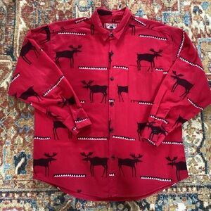 True Grit made in USA Vtg? Heavy red flannel buttonup longsleeve Moose shirt Med